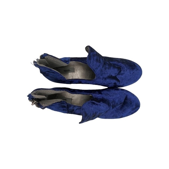 Ecote Blue Velvet Block Heel Back Zipper Ankle Boots Size 6 Women’s - Picture 3 of 8